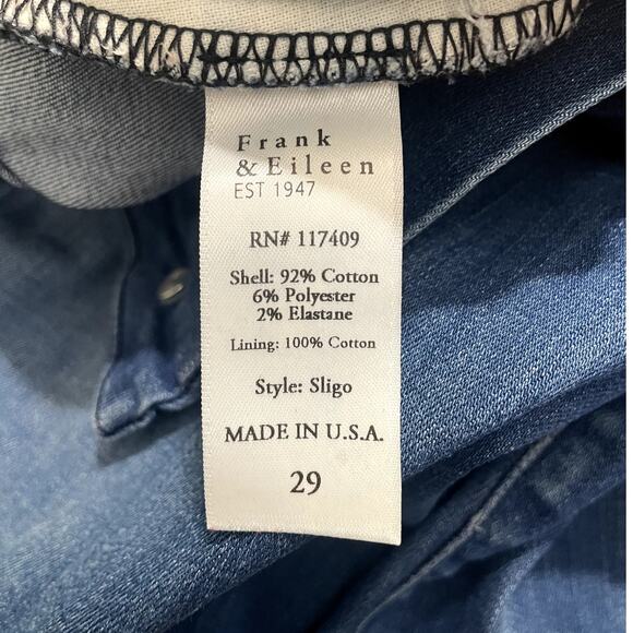 Frank & Eileen Sligo Skinny Jeans Italian Power Denim 1999 Wash Size 29 - Picture 16 of 16